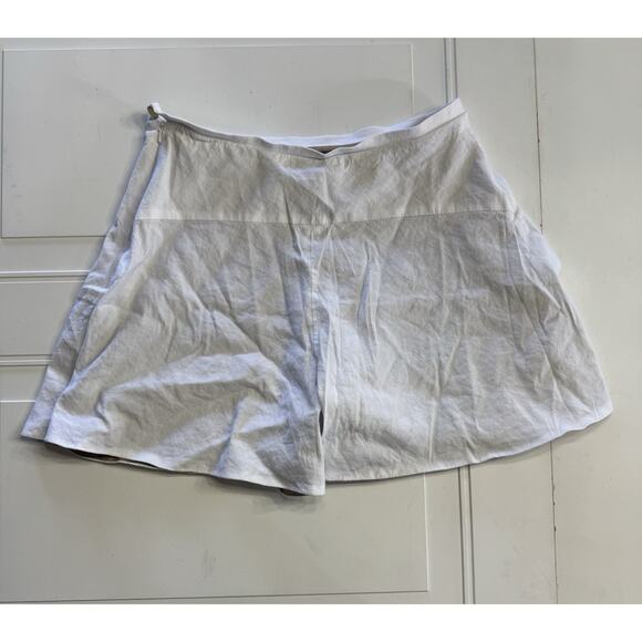 Vince Shorts Women 6 White Linen Blend Flounce Flare Side Zip Button - Picture 7 of 7